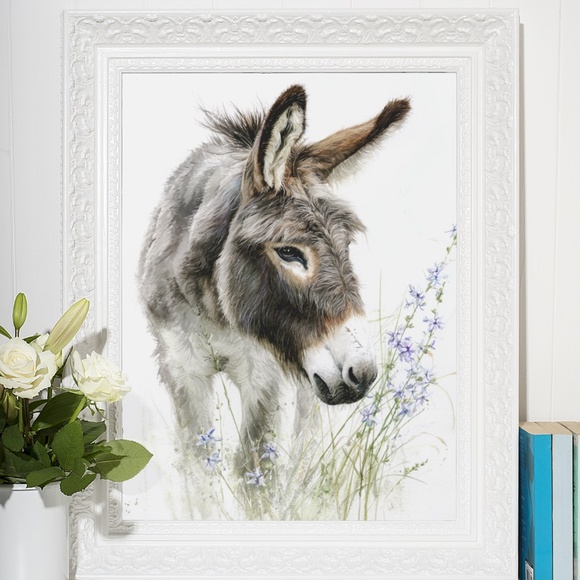 Watercolor Donkey Wall Art Print, Unframed - Charming Farmhouse Decor - Picture 6 of 6
